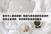 疾控中心重磅调整！新冠与带状疱疹疫苗接种指南全面更新，带状疱疹疫苗接种要求