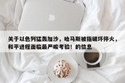 关于以色列猛轰加沙，哈马斯被指破坏停火，和平进程面临最严峻考验！的信息