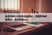 微软豪掷230亿美元加码AI，印度市场成新焦点，微软印度ceo