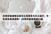 内塔尼亚胡暗示反对土耳其军力介入加沙，中东局势再添变数！/内塔尼亚胡感谢25国