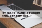 关于【紧急预警】洪水来袭！数千家庭面临淹没危机，速看防范指南！的信息