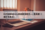 65万适龄战斗人员逃离乌克兰——电讯报（逃亡乌克兰）