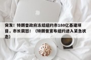 突发！特朗普政府冻结纽约市180亿基建项目，市长震怒！（特朗普宣布纽约进入紧急状态）