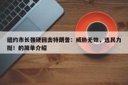 纽约市长强硬回击特朗普：威胁无效，选民力挺！的简单介绍
